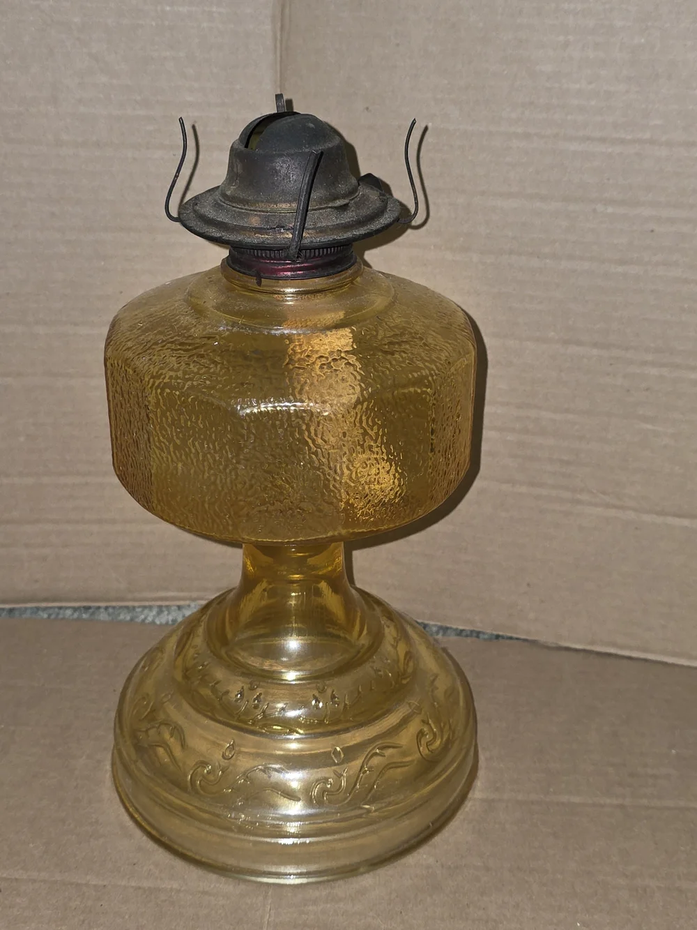 Amber Glass Lantern Lamp — Decorative Home Accent in Yellow